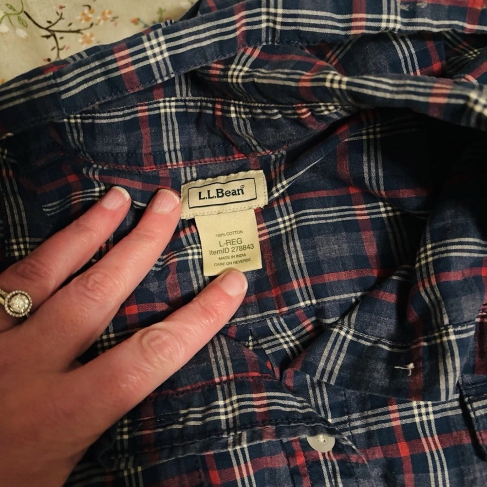 L.L. Bean Navy and Red Checkered Shirt